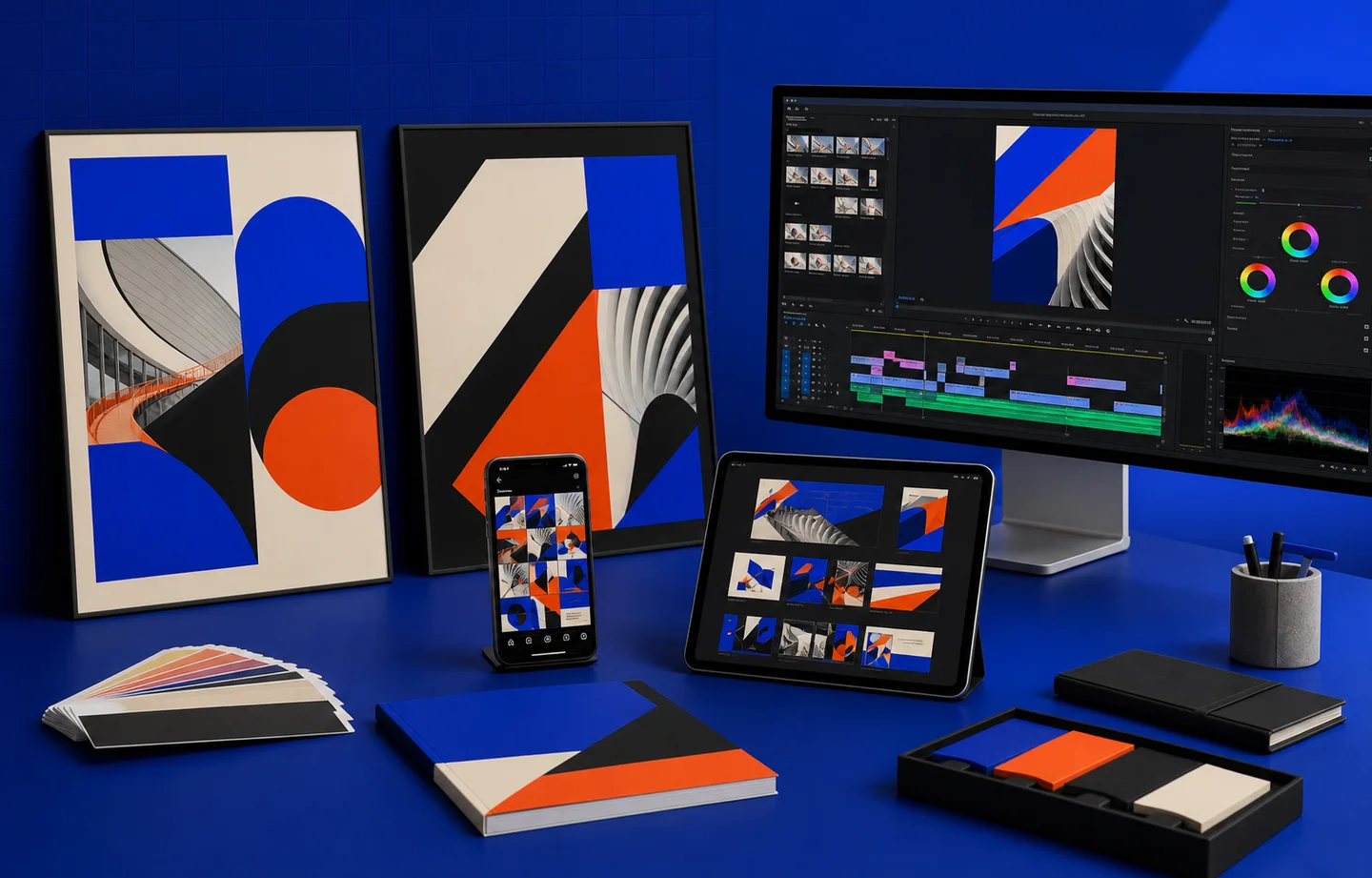 Bộ mockup hệ thống visual và video editing